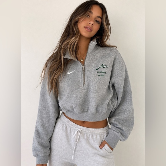 Nike Tops - Nike JU Dolphins Cropped Quarter Zip Sweatshirt XS Gray Minimalist Athleisure
